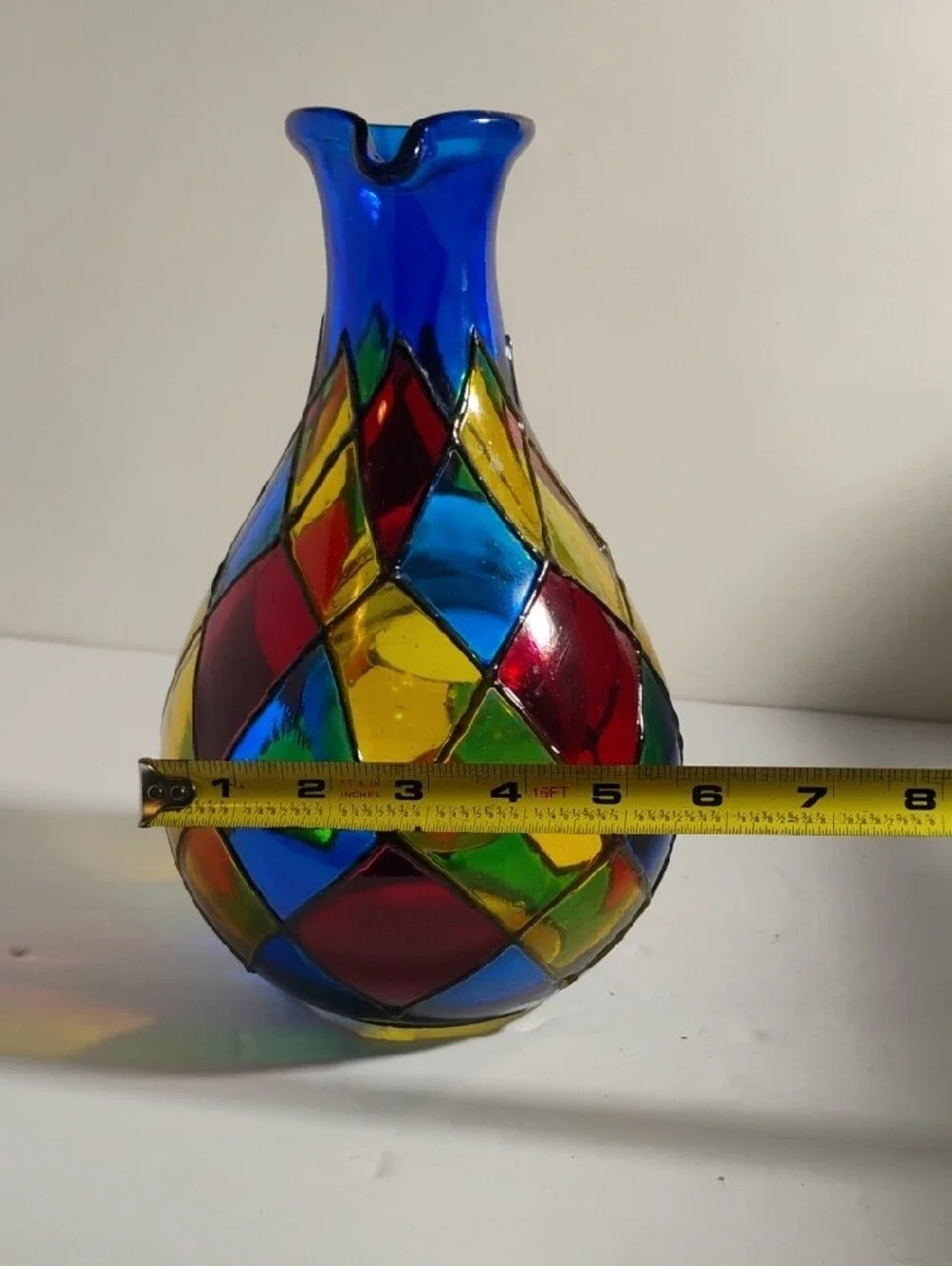 Vidrio Handblown  Glass   Multicolor Wine Cooler Signed Made In Mexico